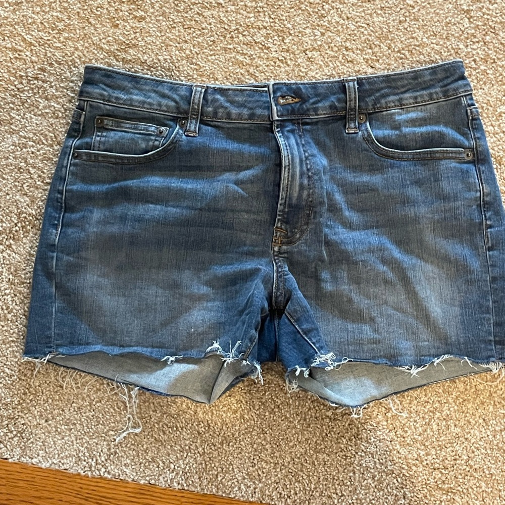 Goodthreads Distressed Cutoff Denim Shorts in Medium Blue